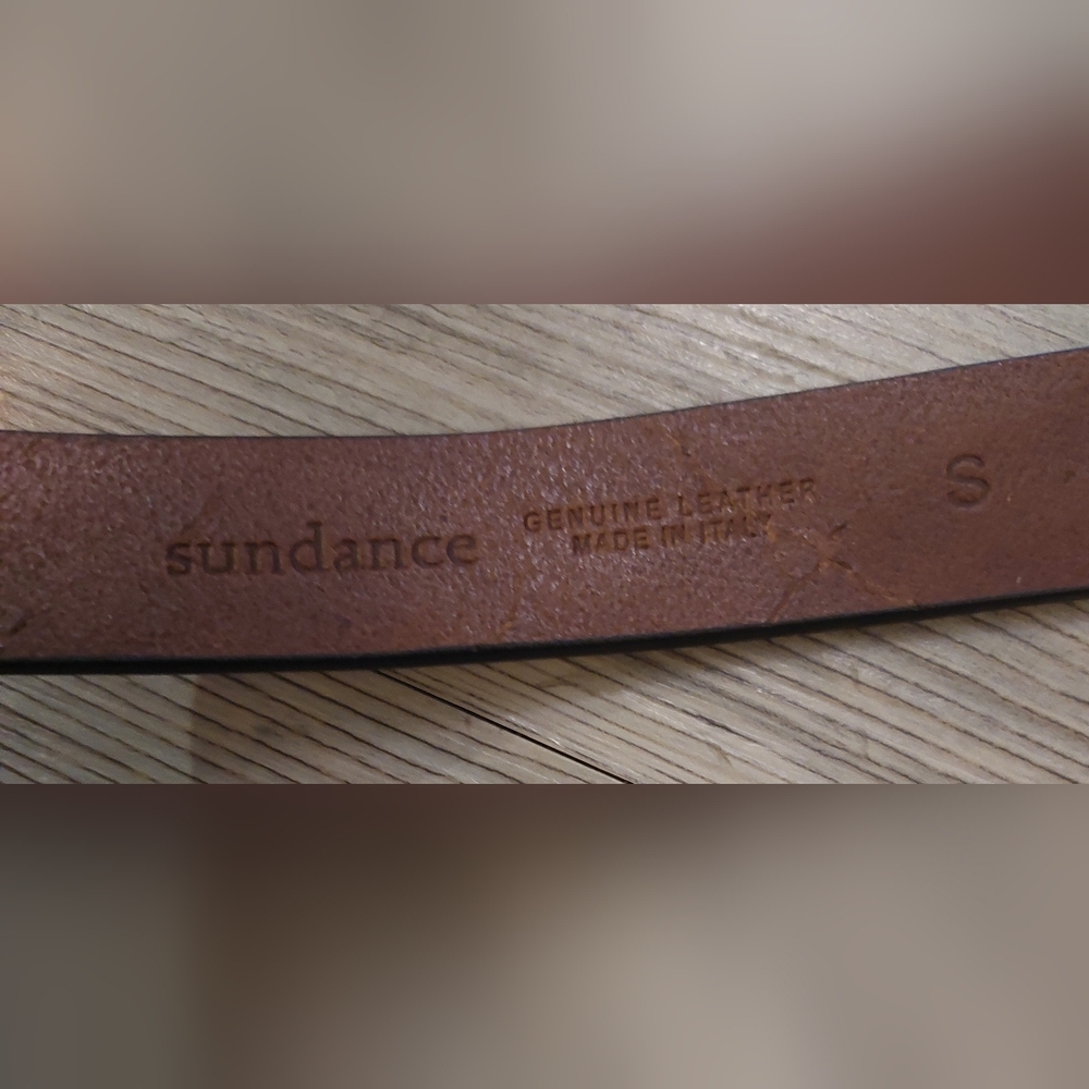 Sundance Brown Leather Belt with Gold Buckle - Picture 4 of 7